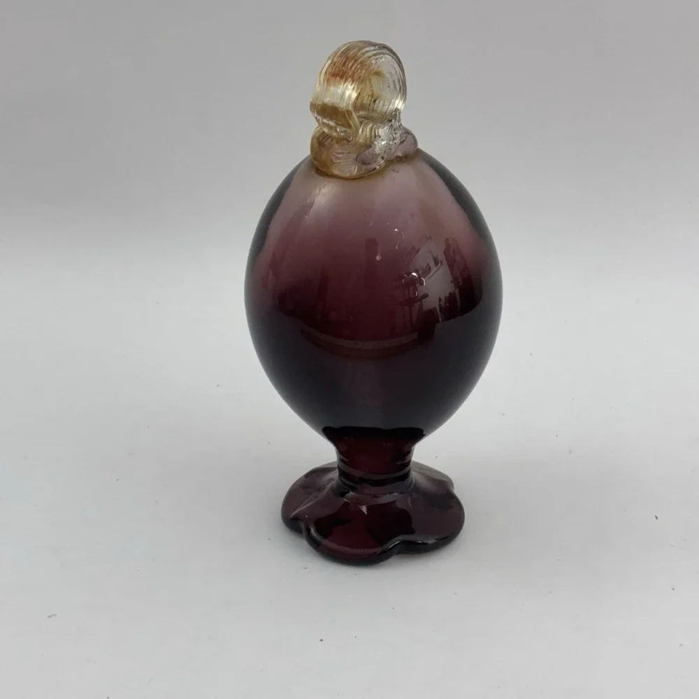 Hand Blown Art Glass Hanging Hummingbird Feeder Purple Amethyst Unique